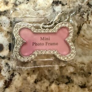 Rhinestone Crystal Bone Photo Frame Dog Collar Tag - NEW
